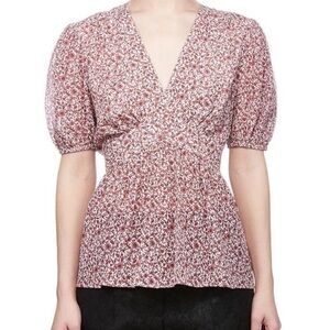 EUC - Tory Burch Floral Print Tie Waist Blouse - Size 2